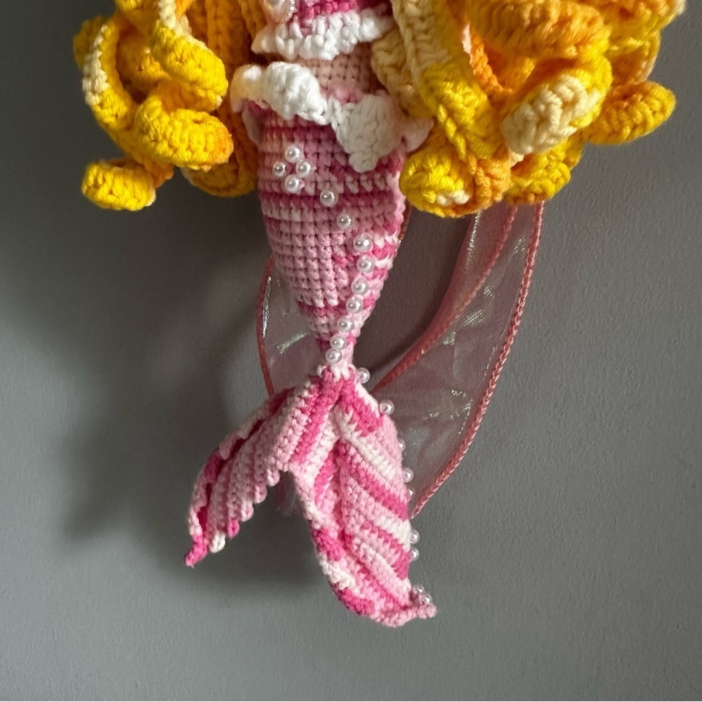 Mermaid, RARE, Crochet,  Crossbody Purse, Bag, Jewel Details, Amigurumi, Doll - Picture 8 of 11